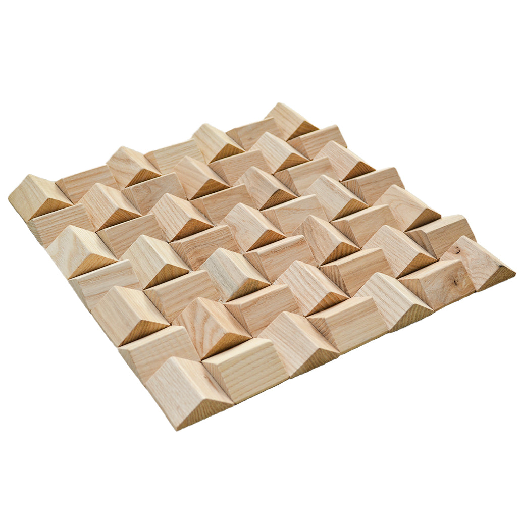 Panneau Mosaïque en Bois | Frêne | 30×30 cm | Carrelage en Bois