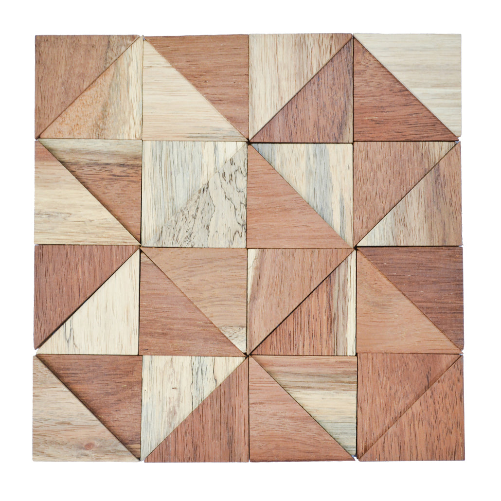 Panneau Mosaïque en Bois | Merbau | 30×30 cm | Carrelage en Bois