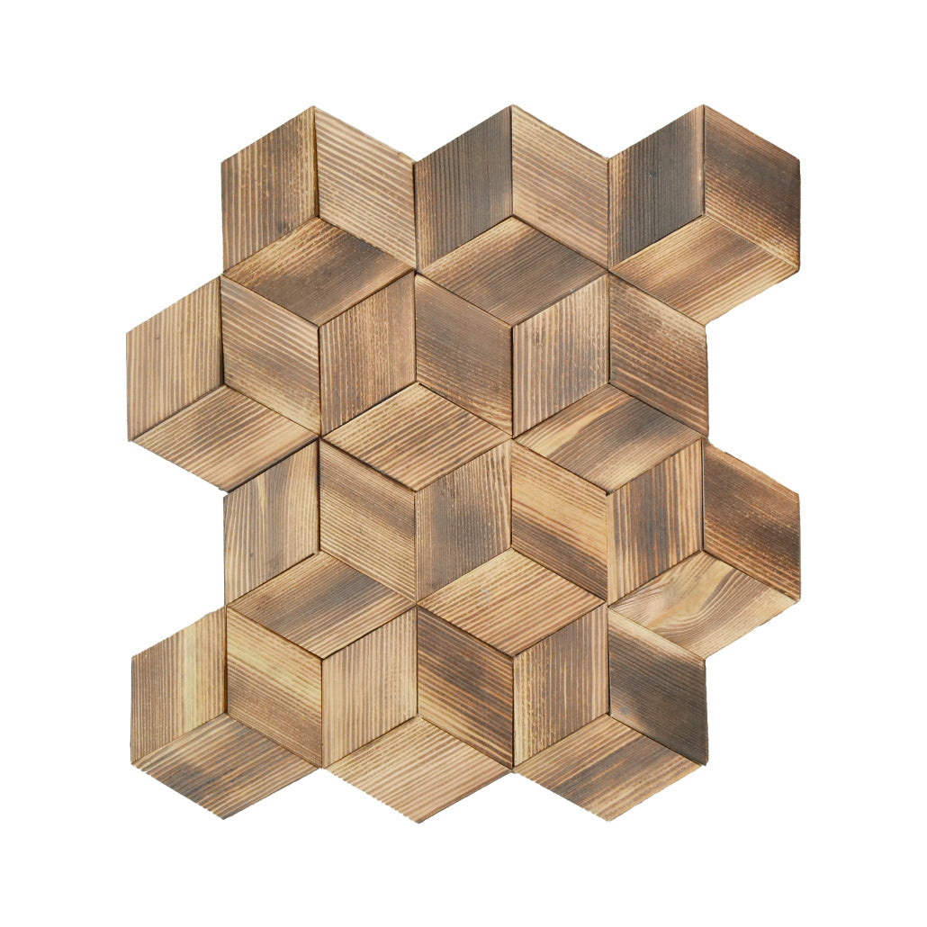 Panneau Mosaïque en Bois | Pin Frais | 30×35 cm | Carrelage en Bois