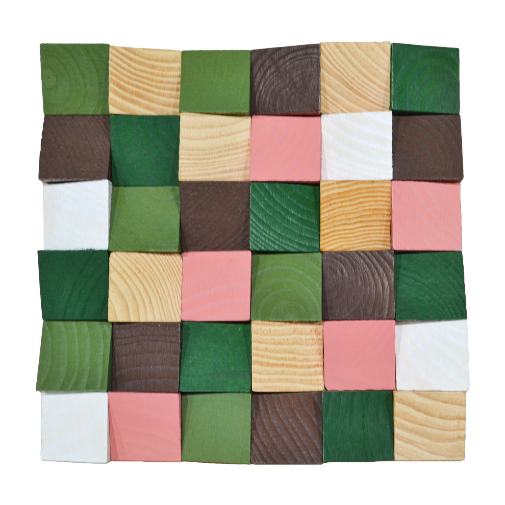 Panneau Bois Décoratif Mural | Rich Pin | 30×30 cm
