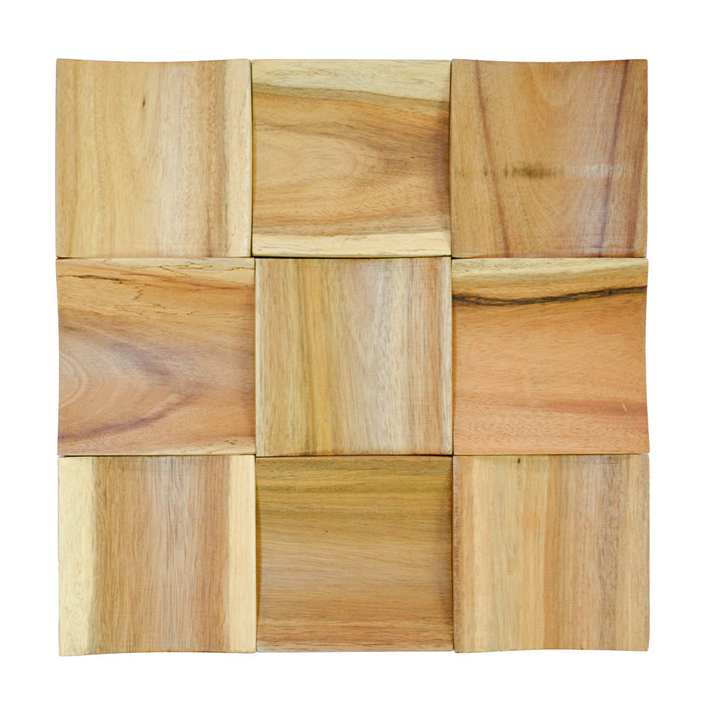 Panneau Bois Décoratif Mural | Teck Intemporel | 30×30 cm