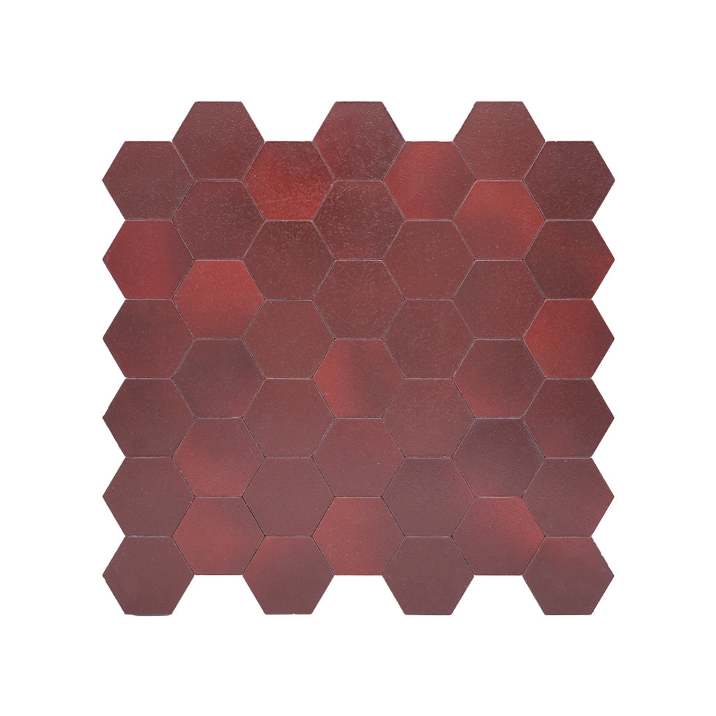 Panneau Mosaïque Autocollant | Hexagone Bordeaux | 28,8×29,2 cm | Métal