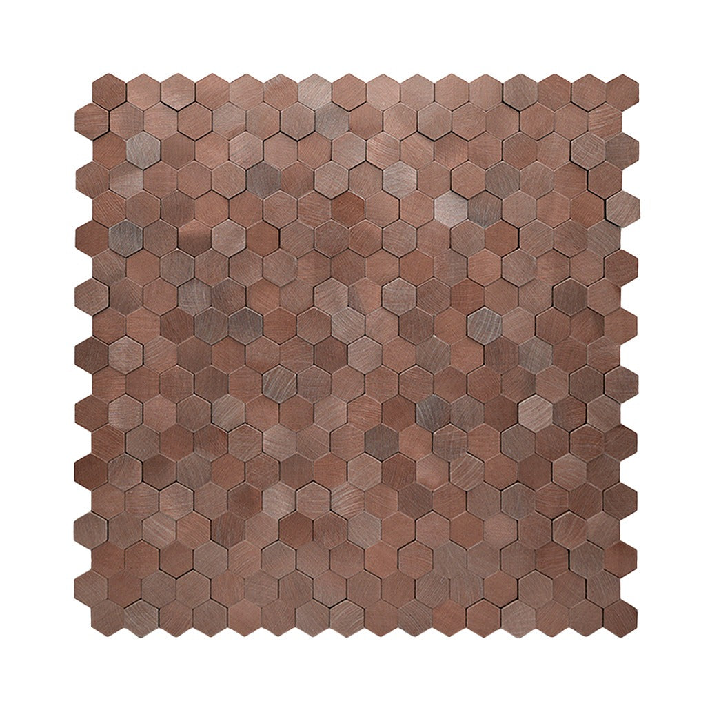 Crédence adhésive | Mini Hexagone 3D Cuivre foncé | 29,8×30,7 cm