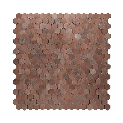 Crédence adhésive | Mini Hexagone 3D Cuivre foncé | 29,8×30,7 cm