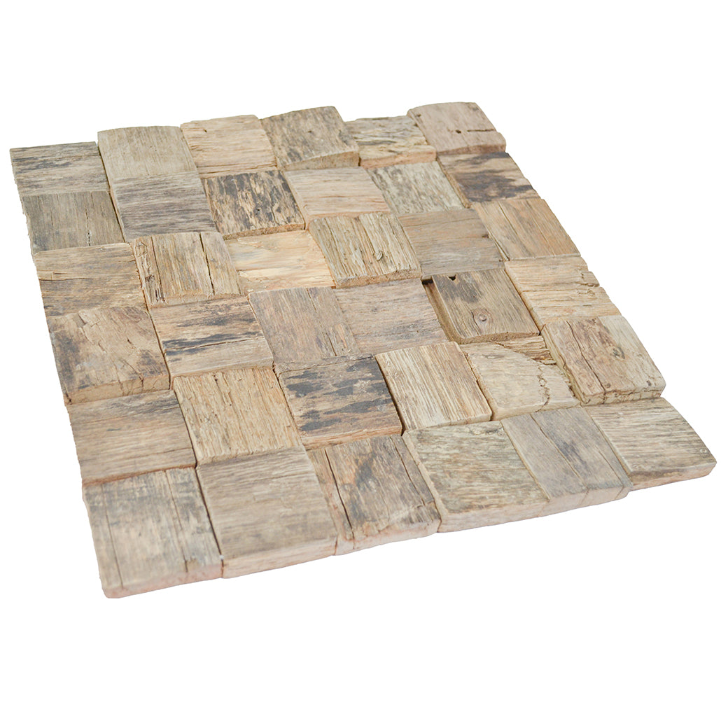 Panneau Mosaïque en Bois | Marine Shipwood | 30×30 cm | Carrelage en Bois