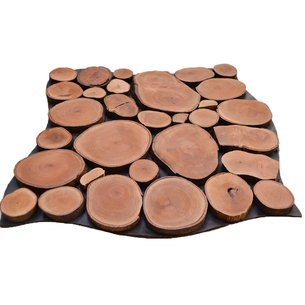 Panneau Mosaïque en Bois | Litchi | 30×30 cm | Carrelage en Bois