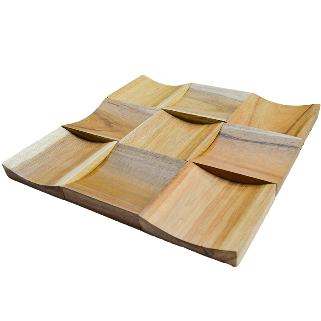 Panneau Mosaïque en Bois | Teck Intemporel | 30×30 cm