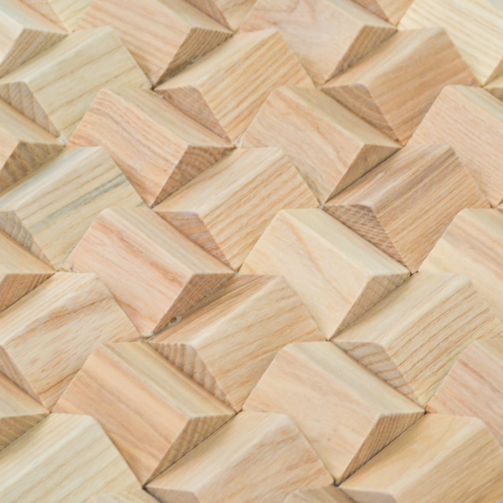 Panneau Mosaïque en Bois | Frêne | 30×30 cm | Carrelage en Bois