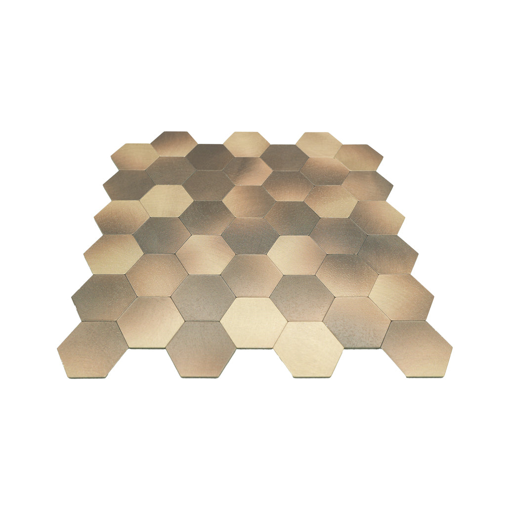 Panneau Mosaïque Autocollant | Hexagone Or | 28,8×29,2 cm | Métal