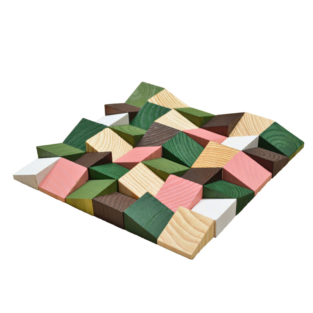 Panneau Bois Décoratif Mural | Rich Pin | 30×30 cm