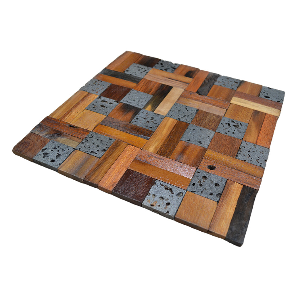 Panneau Mosaïque en Bois | Lava Mix | 30×30 cm | Carrelage en Bois