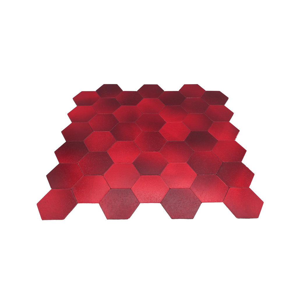 Panneau Mosaïque Autocollant | Hexagone Rouge | 28,8×29,2 cm | Métal