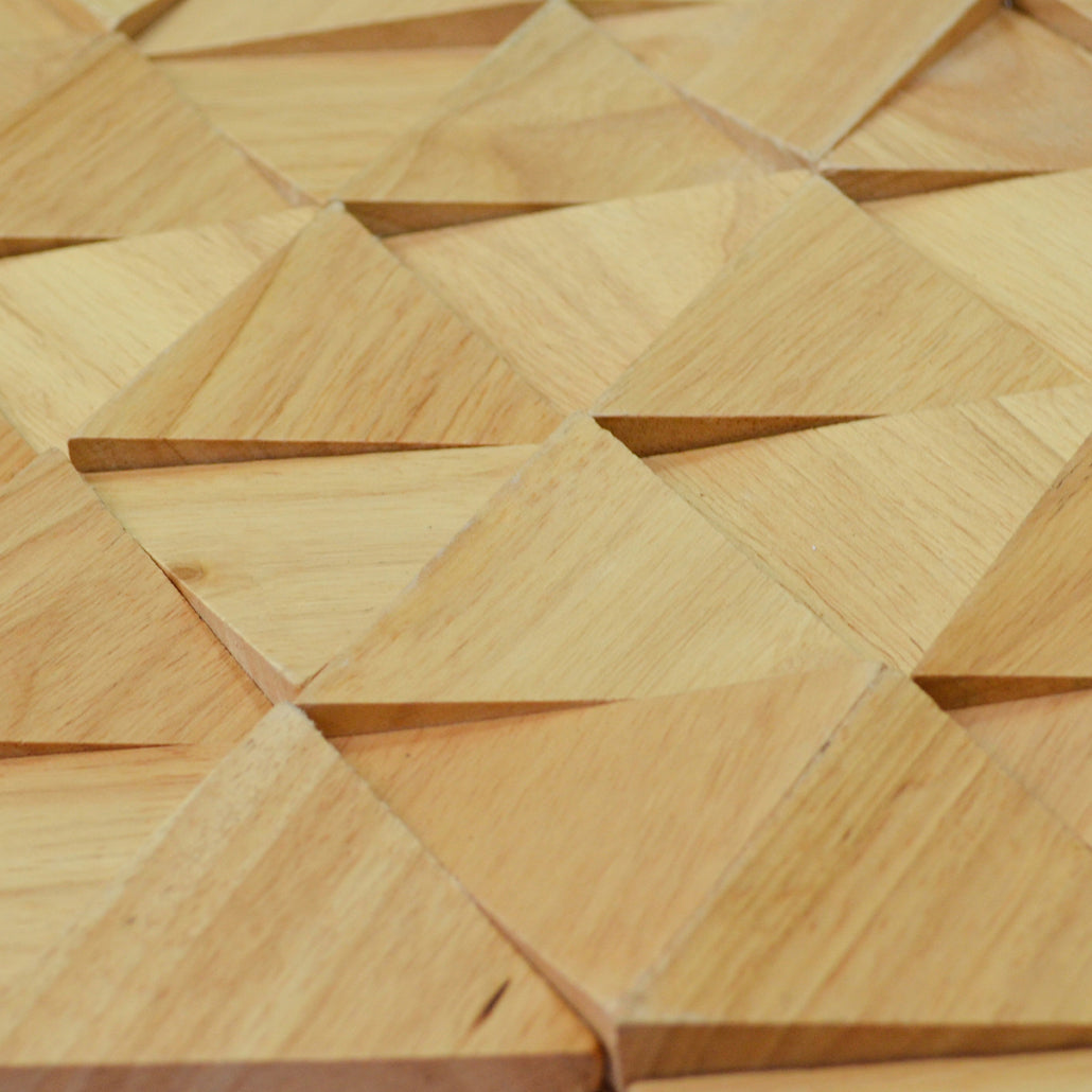 Panneau Mosaïque en Bois | Hévéa Compact | 28×30 cm | Carrelage en Bois