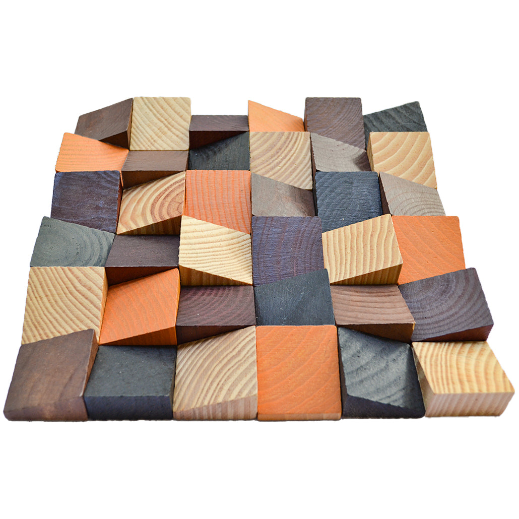 Panneau Mosaïque en Bois | Bold Pin | 30×30 cm | Carrelage en Bois