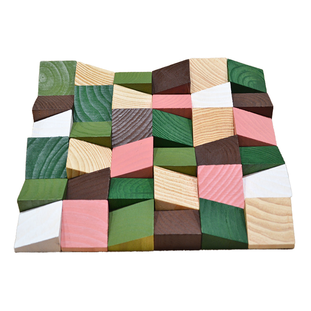 Panneau Bois Décoratif Mural | Rich Pin | 30×30 cm
