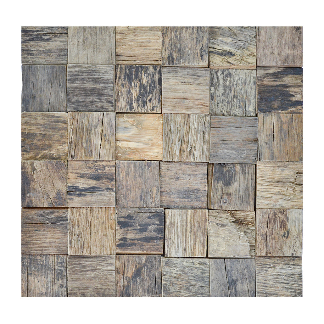 Panneau Mosaïque en Bois | Marine Shipwood | 30×30 cm | Carrelage en Bois