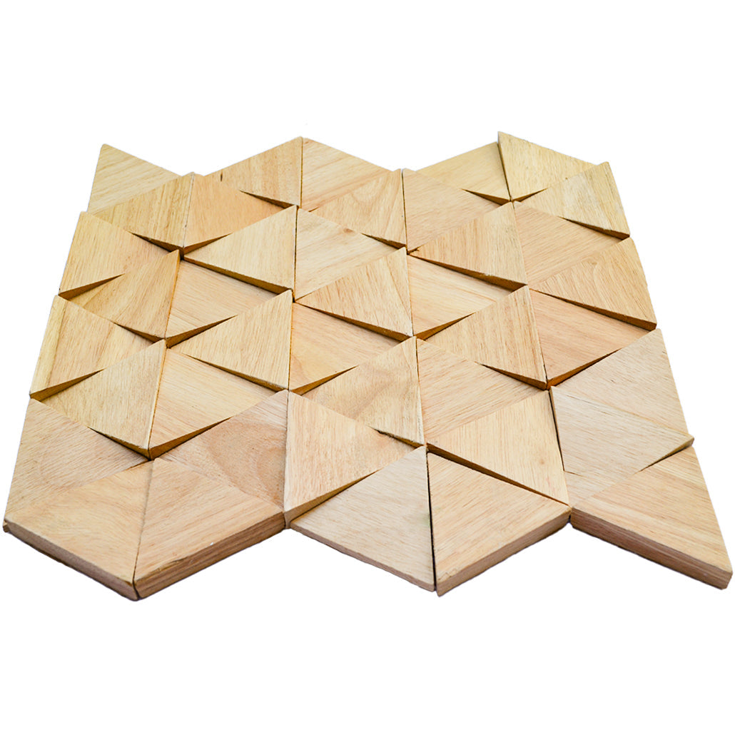 Panneau Mosaïque en Bois | Hévéa Compact | 28×30 cm | Carrelage en Bois