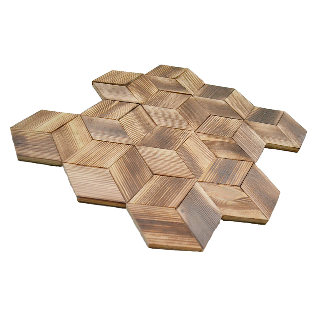 Panneau Mosaïque en Bois | Pin Frais | 30×35 cm | Carrelage en Bois