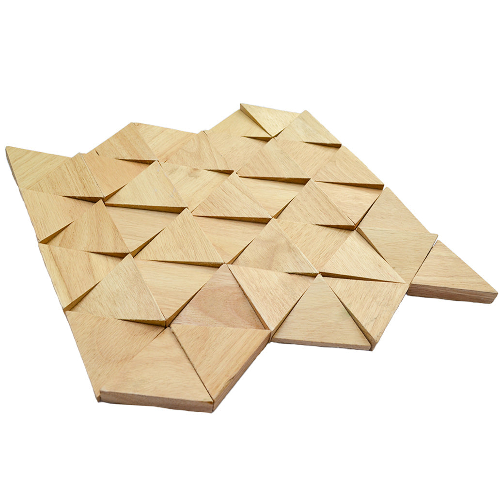 Panneau Mosaïque en Bois | Hévéa Compact | 28×30 cm | Carrelage en Bois