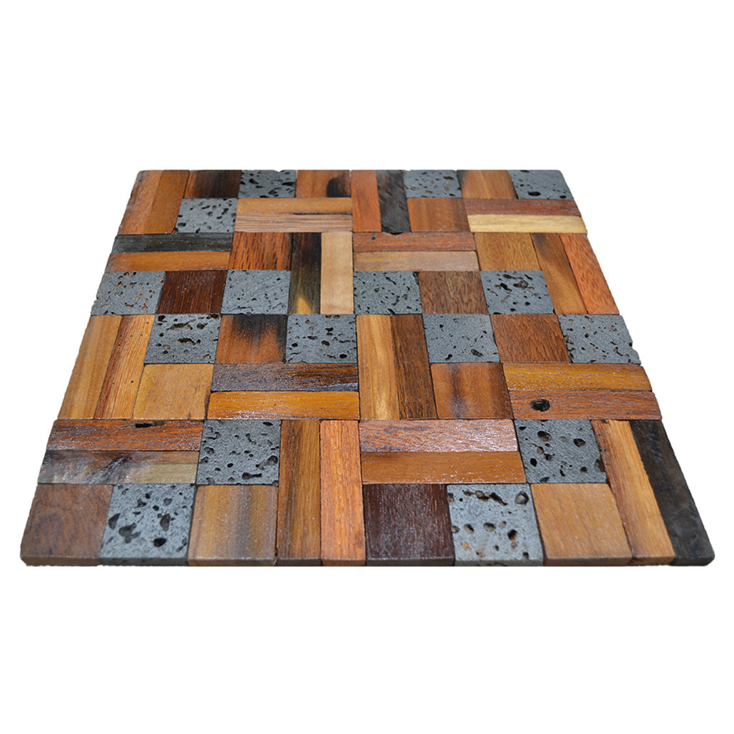 Panneau Mosaïque en Bois | Lava Mix | 30×30 cm | Carrelage en Bois