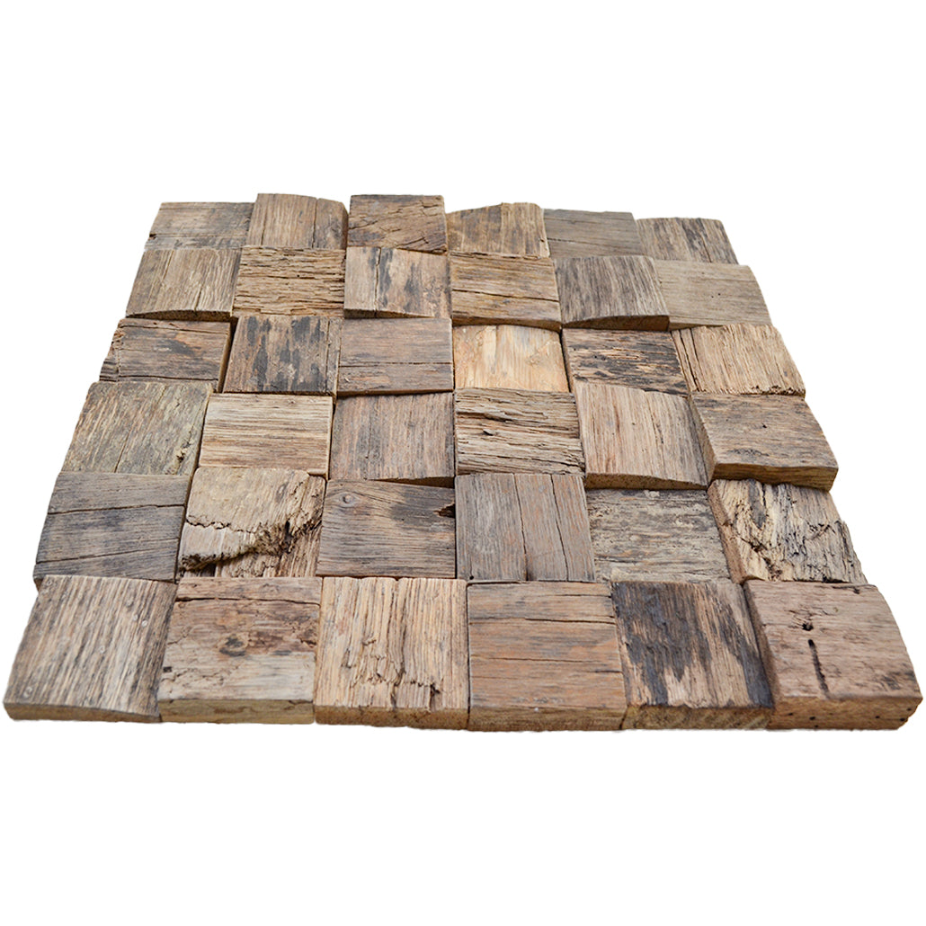 Panneau Mosaïque en Bois | Marine Shipwood | 30×30 cm | Carrelage en Bois