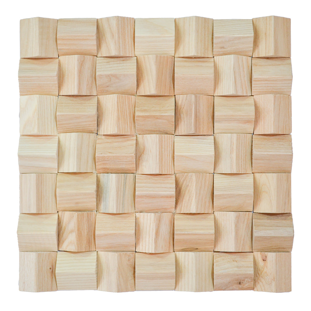Panneau Mosaïque en Bois | Frêne | 30×30 cm | Carrelage en Bois