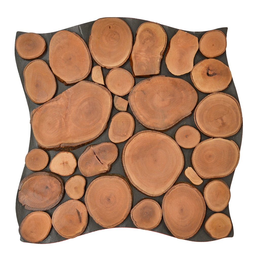 Panneau Mosaïque en Bois | Litchi | 30×30 cm | Carrelage en Bois