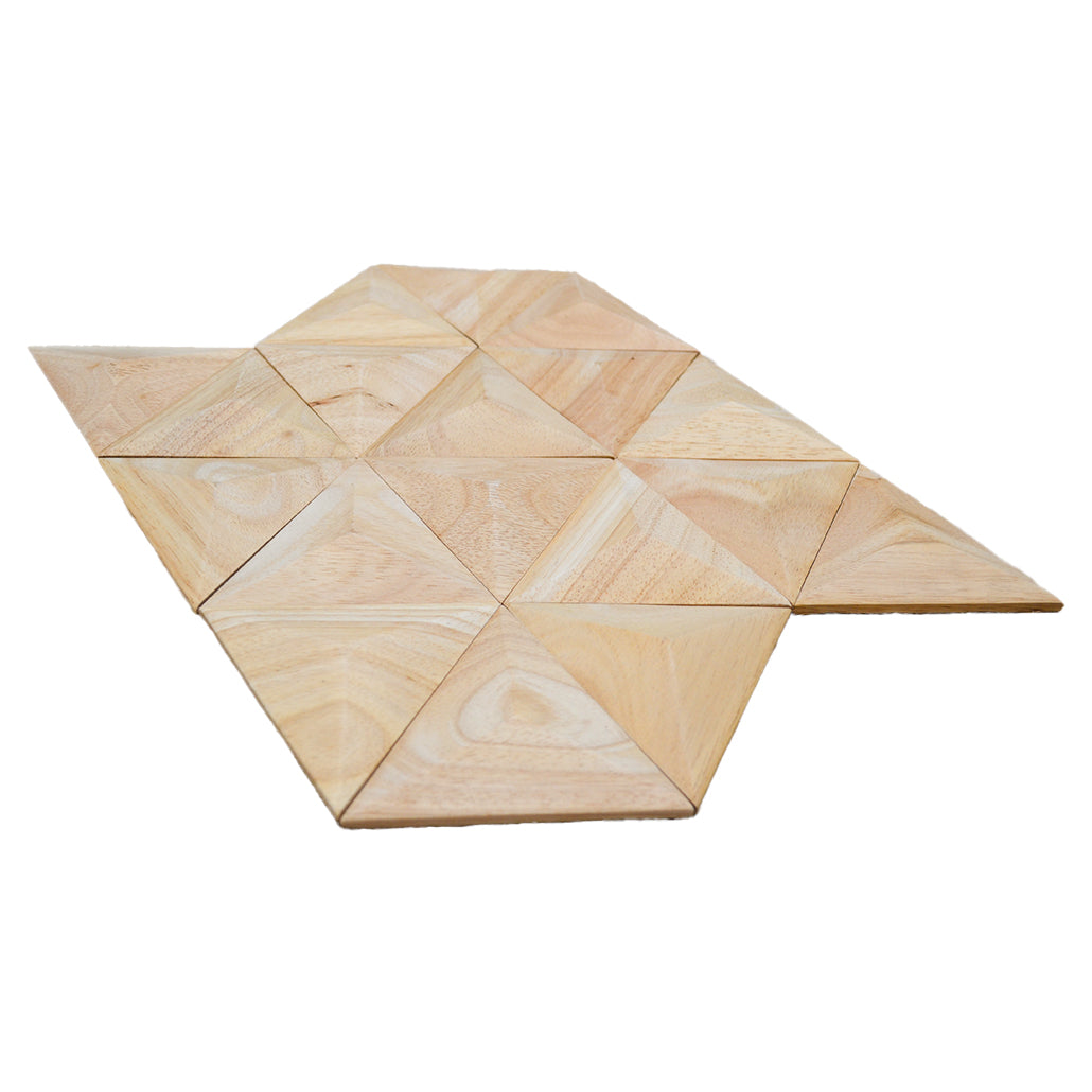 Panneau Mosaïque en Bois | Hévéa XL | 30×35 cm | Carrelage en Bois