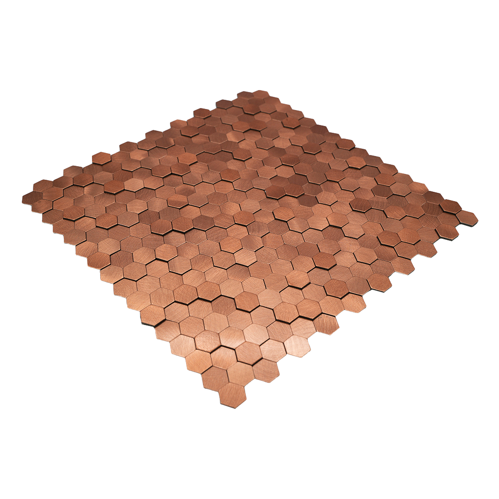 Crédence adhésive | Mini Hexagone 3D Cuivre | 29,8×30,7 cm