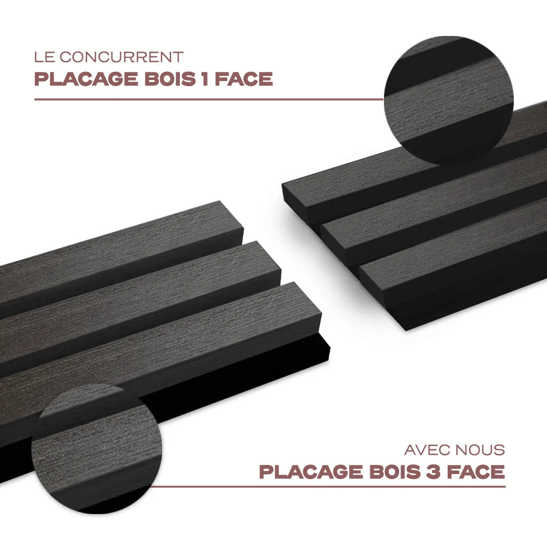 Panneau acoustique en bois | Chêne Noir | De première qualité