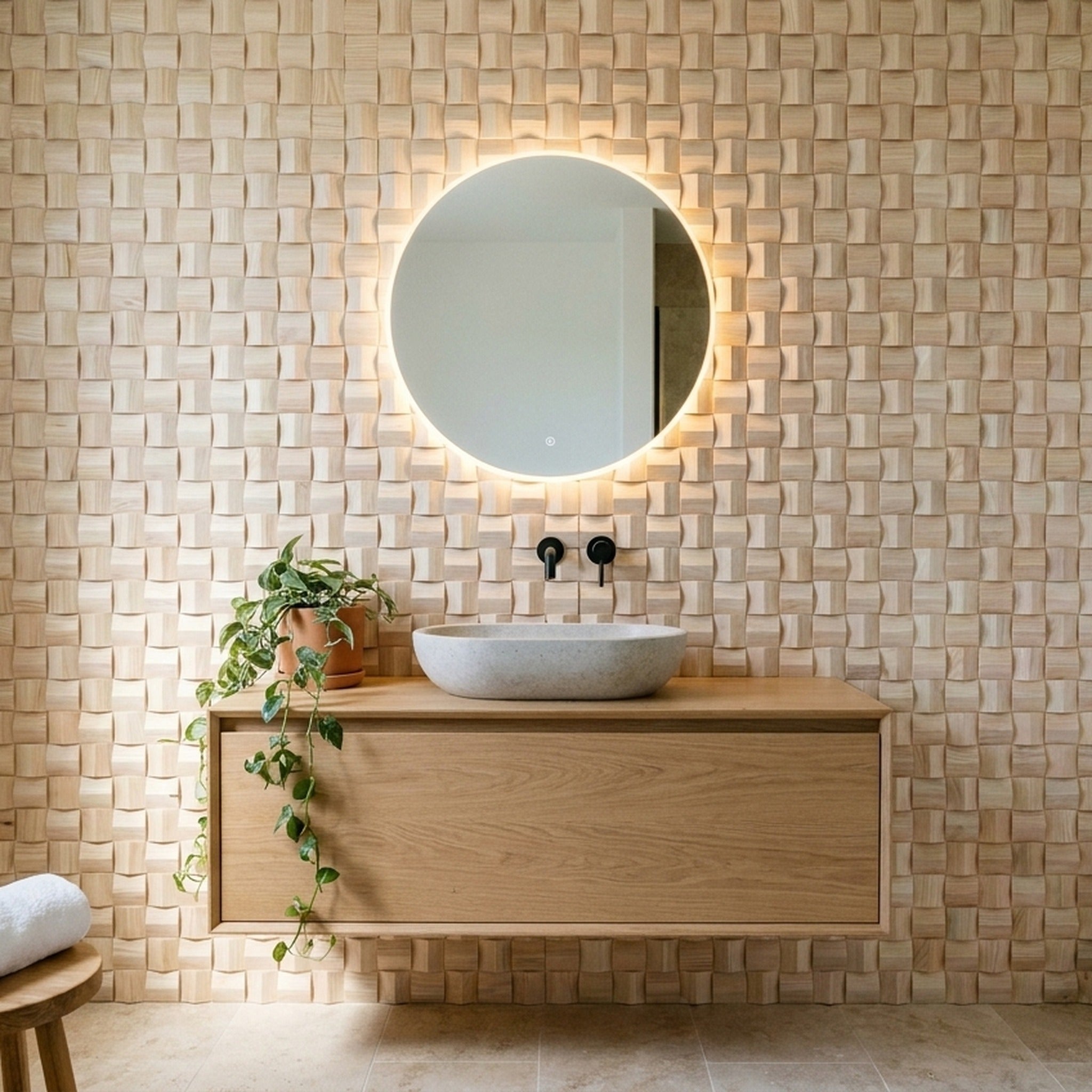 Panneau Bois Décoratif Mural | Frêne | 30×30 cm