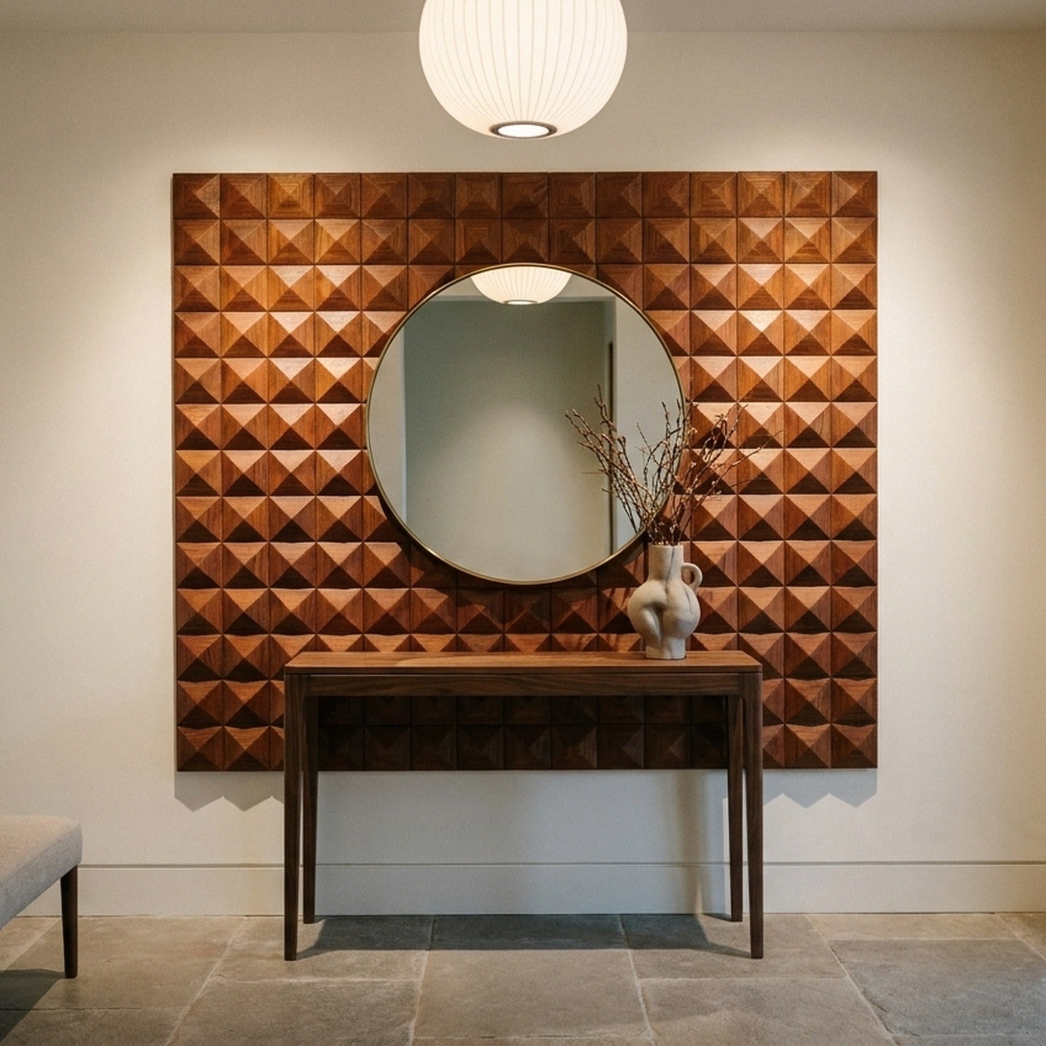Panneau Bois Décoratif Mural | Cumaru Deep | 30×30 cm
