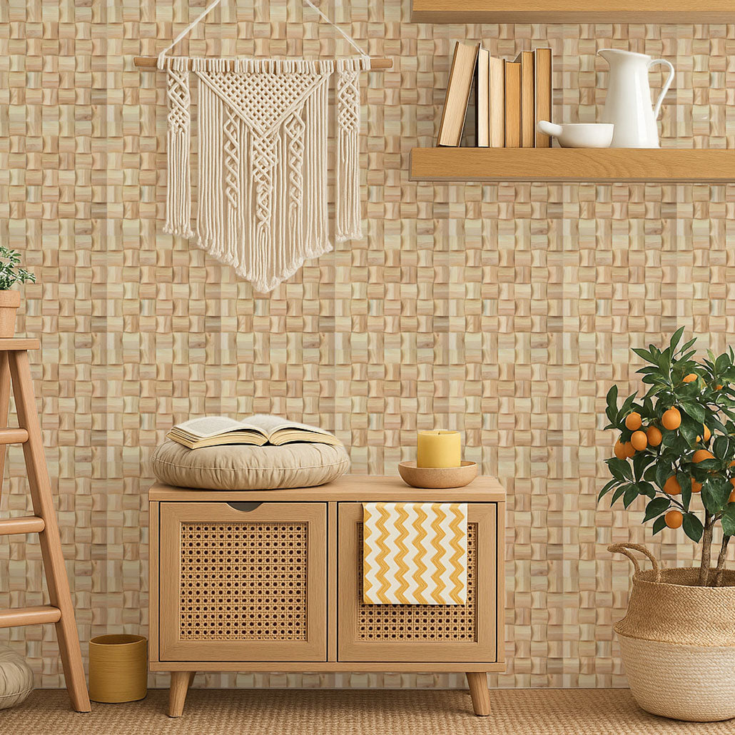 Panneau Mosaïque en Bois | Frêne | 30×30 cm | Carrelage en Bois