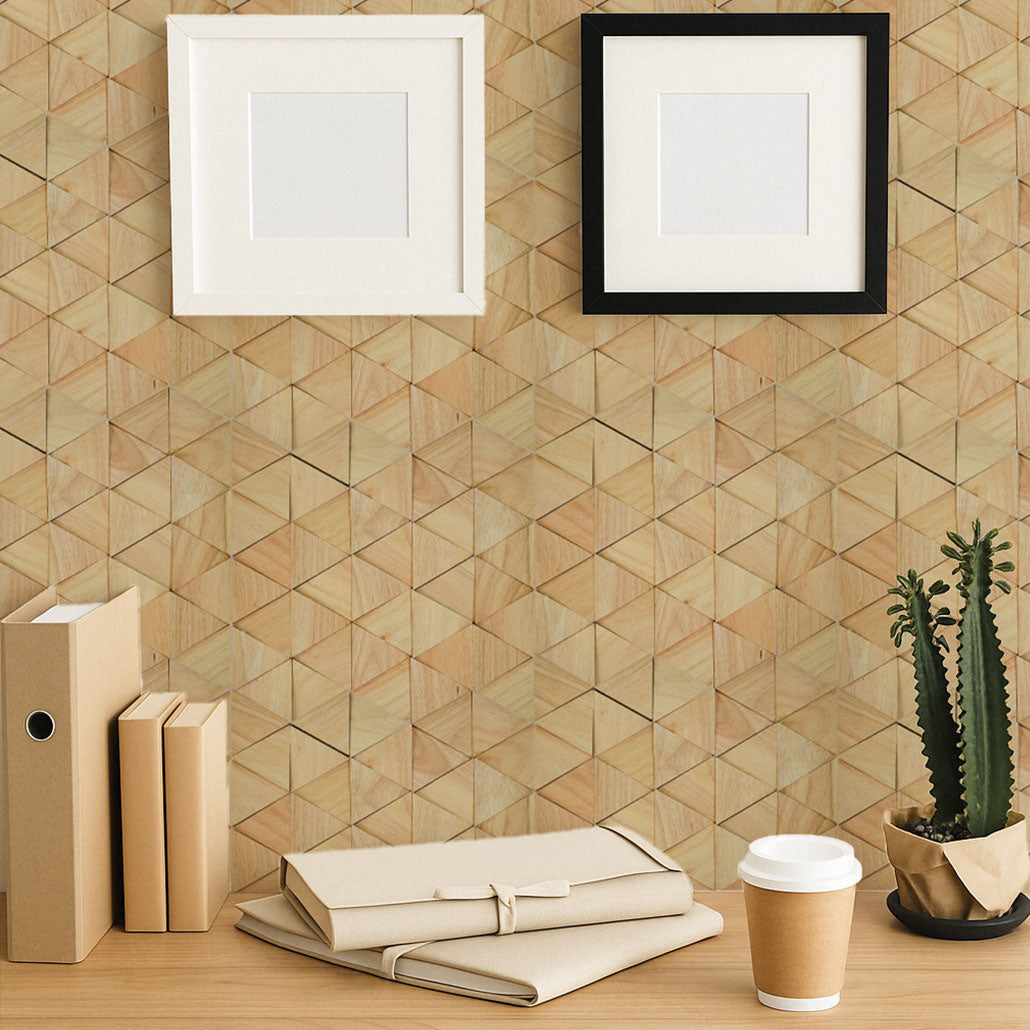 Panneau Mosaïque en Bois | Hévéa Compact | 28×30 cm | Carrelage en Bois