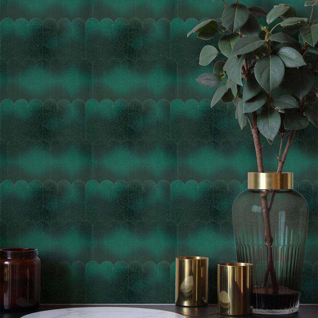Panneau Mosaïque Autocollant | Arc Vert foncé | 28,8×29,8 cm | Métal
