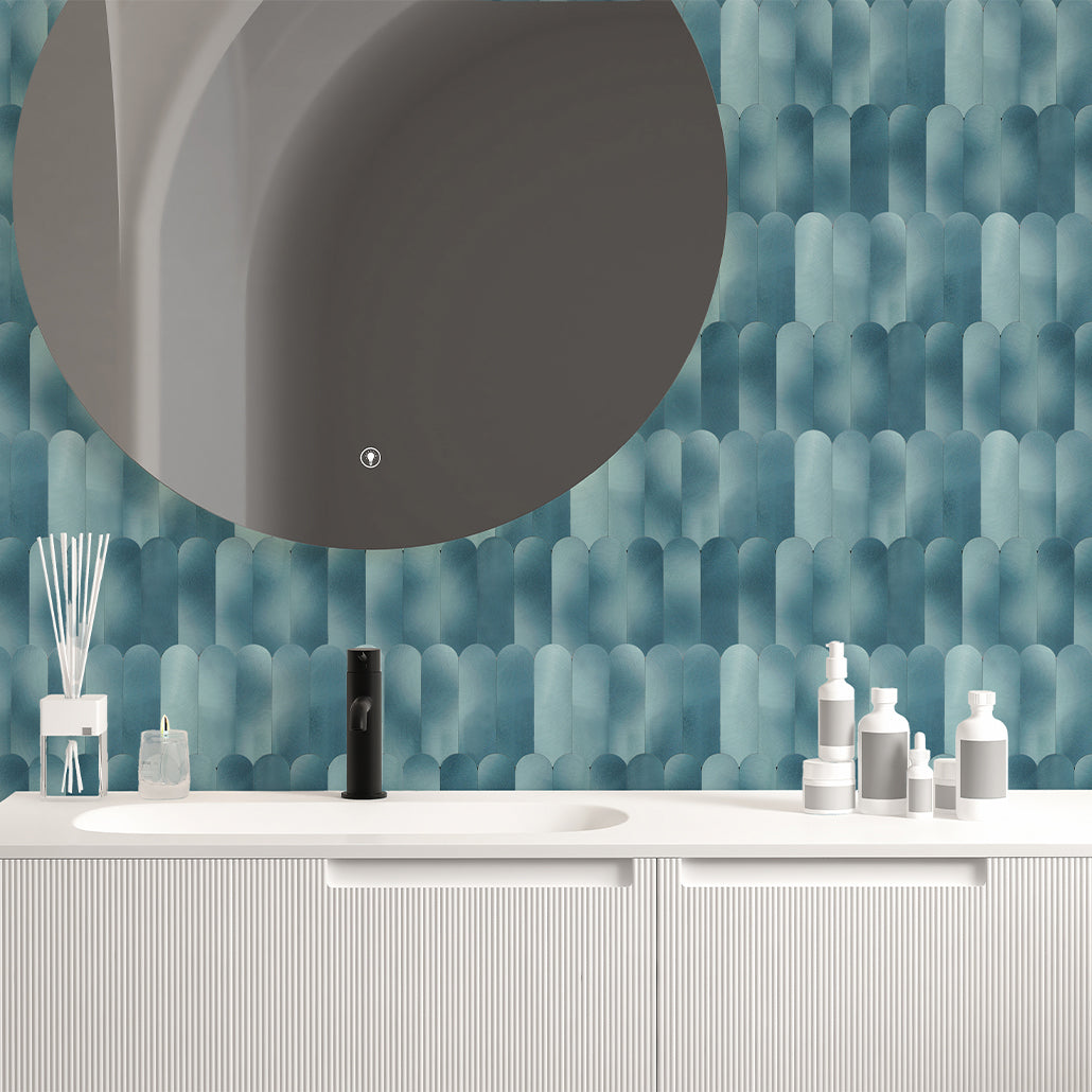 Panneau Mosaïque Autocollant | Arc Bleu | 28,8×29,8 cm | Métal