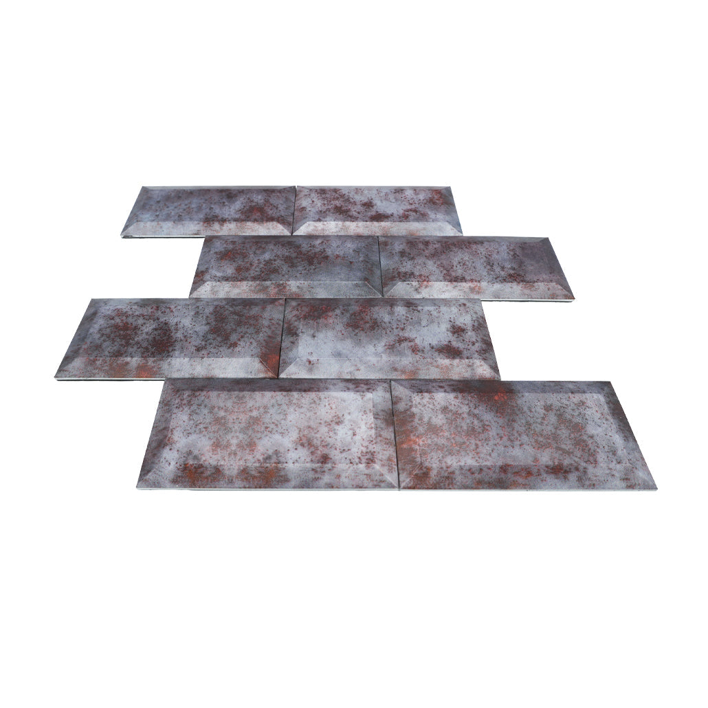 Panneau Mosaïque Autocollant | Métro 3D Gris | 30,5×30,5 cm | Métal