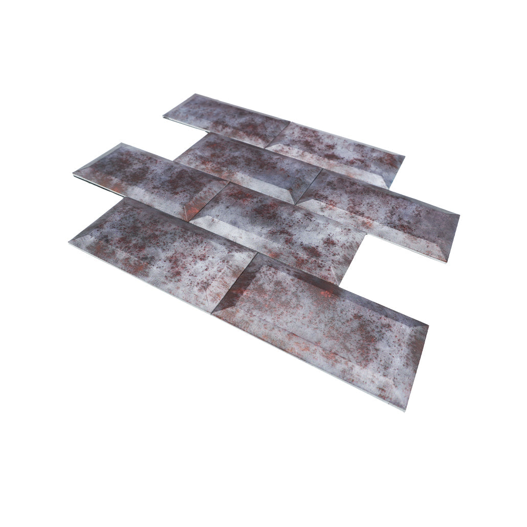 Panneau Mosaïque Autocollant | Métro 3D Gris | 30,5×30,5 cm | Métal
