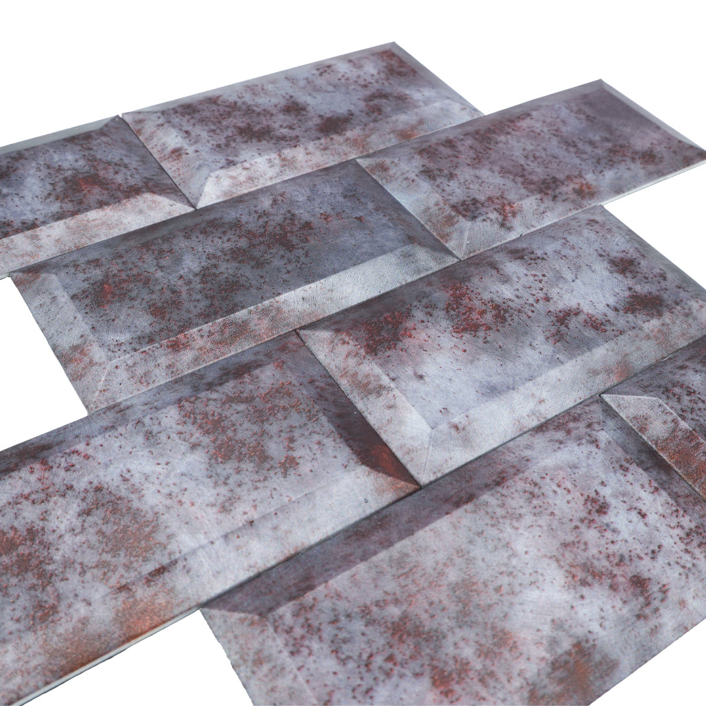 Panneau Mosaïque Autocollant | Métro 3D Gris | 30,5×30,5 cm | Métal