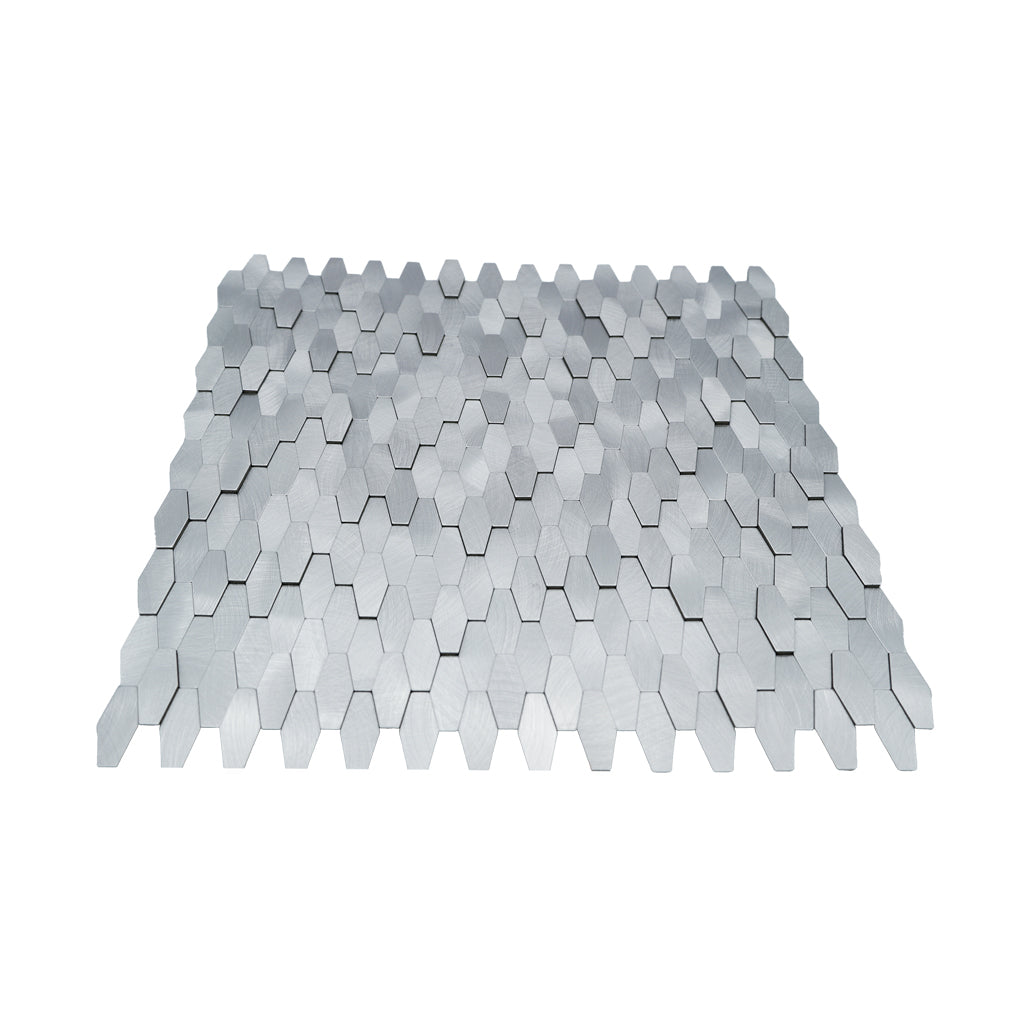 Panneau Mosaïque Autocollant | Picket 3D Argent | 31×30 cm | Métal