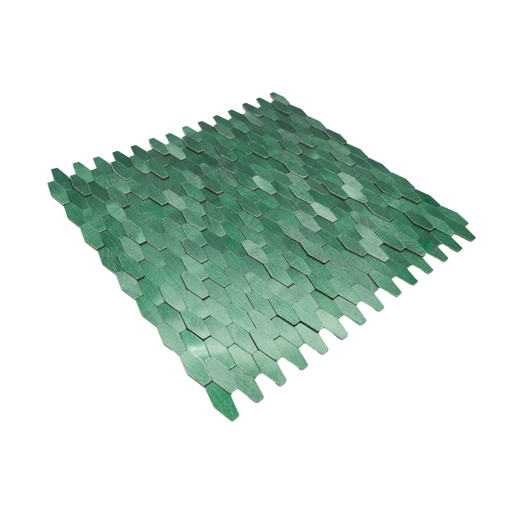 Panneau Mosaïque Autocollant | Picket 3D Vert foncé | 31×30 cm | Métal