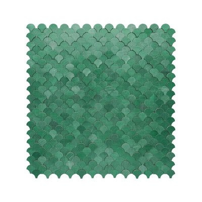 Crédence adhésive | Écaille de Poisson 3D Vert foncé | 28,8×29,8 cm
