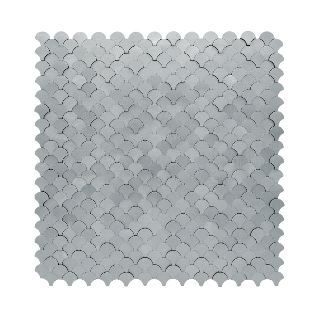 Crédence adhésive | Écaille de Poisson 3D Argent | 28,8×29,8 cm