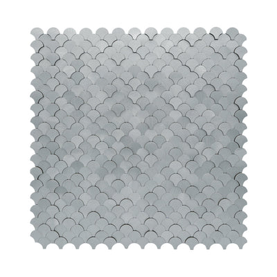 Crédence adhésive | Écaille de Poisson 3D Argent | 28,8×29,8 cm
