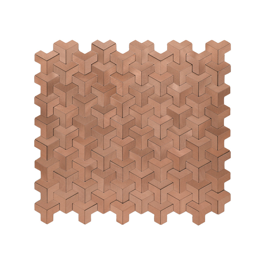 Panneau Mosaïque Autocollant | Trifold 3D Cuivre | 30,3×28 cm | Métal