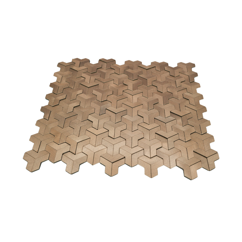 Panneau Mosaïque Autocollant | Trifold 3D Naturel | 30,3×28 cm | Métal