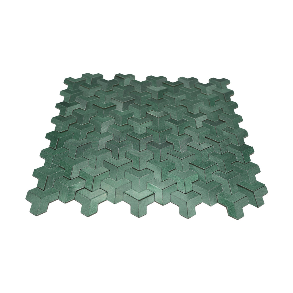 Panneau Mosaïque Autocollant | Trifold 3D Vert foncé | 30,3×28 cm | Métal