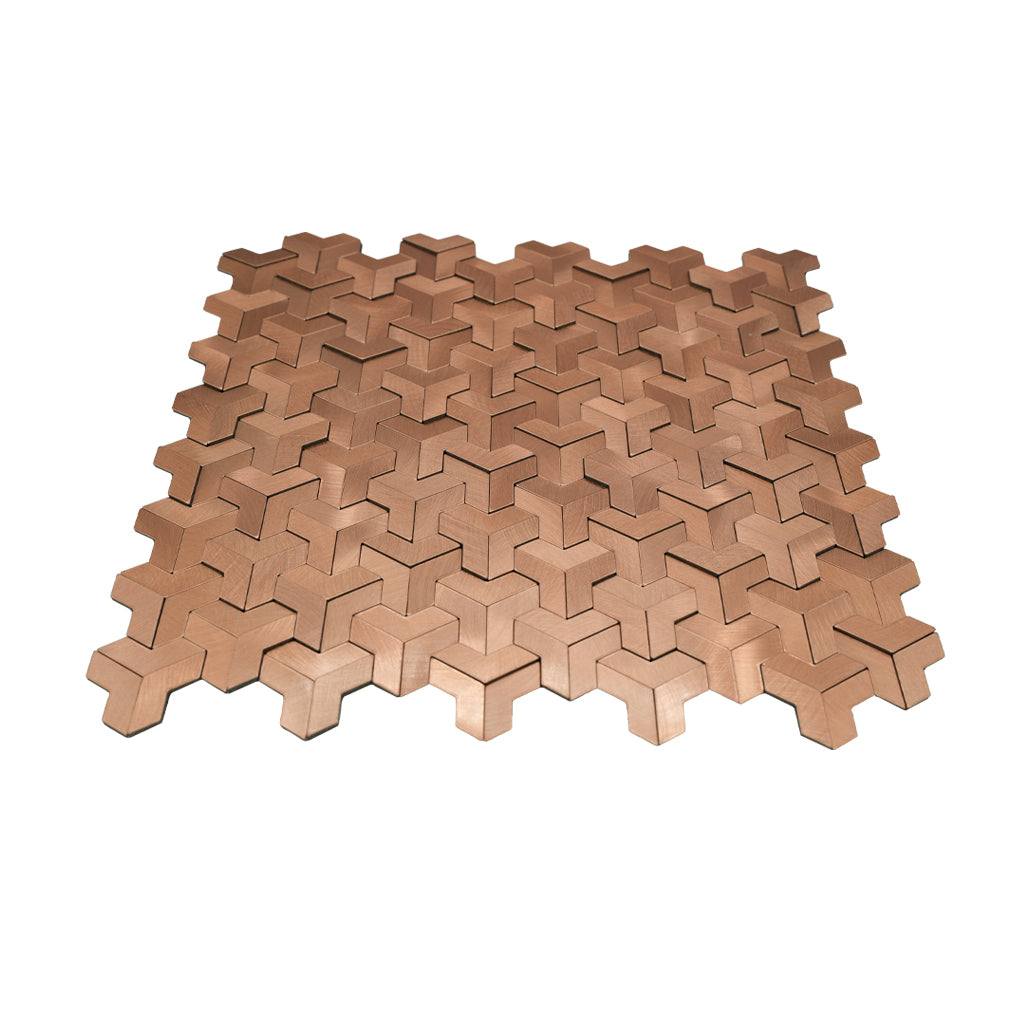 Panneau Mosaïque Autocollant | Trifold 3D Cuivre | 30,3×28 cm | Métal