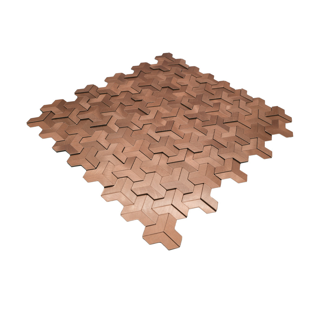 Panneau Mosaïque Autocollant | Trifold 3D Cuivre | 30,3×28 cm | Métal