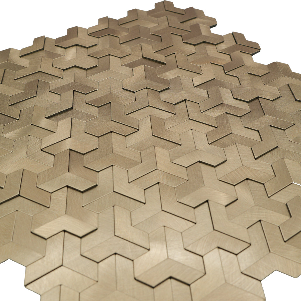 Panneau Mosaïque Autocollant | Trifold 3D Or | 30,3×28 cm | Métal
